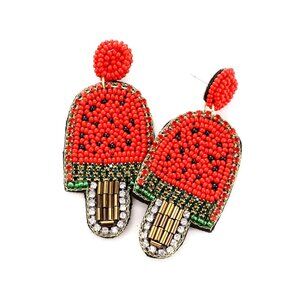 Tigerstars Felt Back Seed Bead Watermelon Popsicle Dangle Earrings